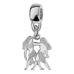 Charms Thabora en argent rhodié zodiaque découpé suspendu gémeau
