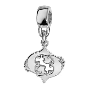 Charms Thabora en argent rhodié zodiaque découpé suspendu poissons