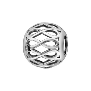 Charms Thabora en argent rhodié boule ajourée en symboles infini