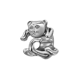 Charms Thabora en argent rhodié chat enroulé