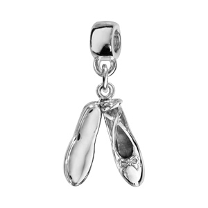 Charms Thabora en argent rhodié paire de chaussons de danse suspendus