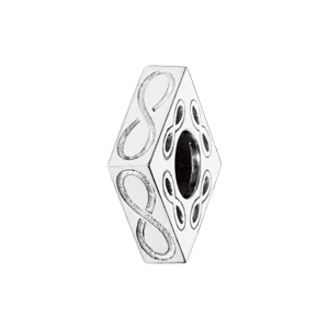 Charms Thabora en argent rhodié carré gravure infini