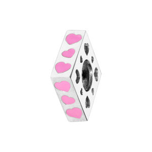 Charms Thabora en argent rhodié carré avec coeurs rose