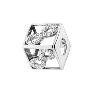 Charms Thabora en argent rhodié cube avec infini empierre