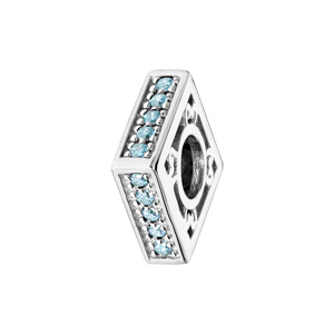 Charms Thabora en argent rhodié carré empierré bleu ciel