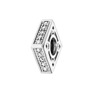Charms Thabora en argent rhodié carré empierré blanc