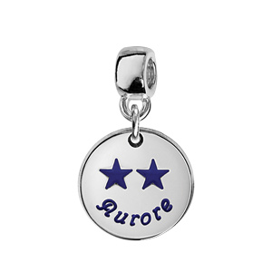 Charms Thabora en Argent rhodié médaille suspendue à graver – Champions du monde 2 étoiles avec gravure prénom