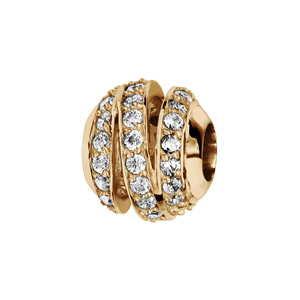 Charms Thabora en plaqué or boule ruban ajouré orné d'oxydes blancs sertis