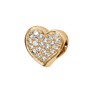 Charms Thabora en plaqué or coeur pavé d'oxydes blancs sertis recto-verso