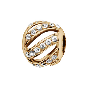 Charms Thabora en plaqué or boule avec rayures ajourées et ornées d'oxydes blancs