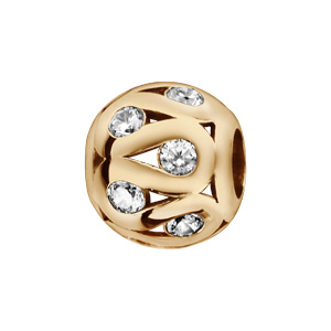Charms Thabora en plaqué or boule avec lacet sinueux ajouré et oxydes blancs dans les creux
