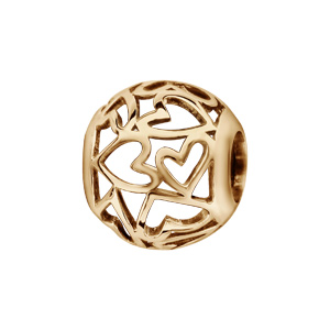 Charms Thabora en plaqué or boule ajourée en coeurs découpés