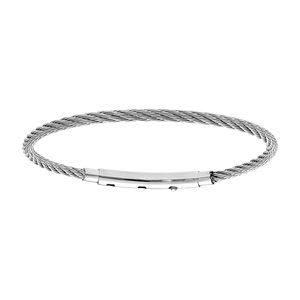 Bracelet en acier pour charms medium homme câble et fermoir téléscopique 18cm réglable 17 et 16cm