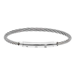 Bracelet en acier pour charms medium homme câble et fermoir téléscopique 21cm réglable 20 et 19cm