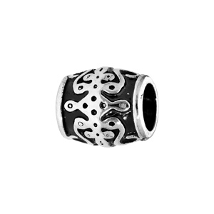 Charms Thabora médium en acier tonneau noire avec motifs arabesques