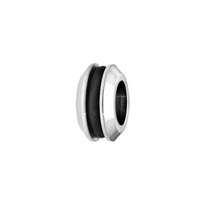 Charms Thabora médium en acier rondelle avec caoutchouc noir