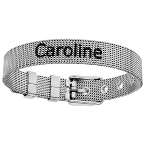 Bracelet en acier maille milanaise forme boucle de ceinture 21cm réglable