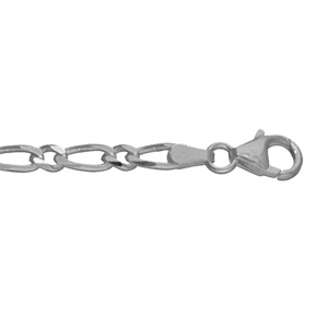 Chaîne en argent rhodié maille Hawaï 1+1 largeur 4mm et longueur 50cm