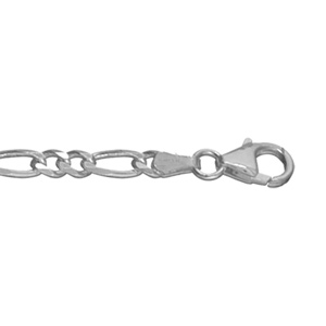 Chaîne en argent rhodié maille Hawaï 1+2 largeur 4mm et longueur 50cm