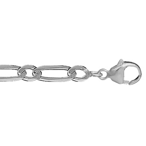 Chaîne en argent rhodié maille Hawaï 1+1 largeur 5mm et longueur 55cm