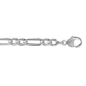 Chaîne en argent rhodié maille Hawaï 1+2 largeur 5mm et longueur 50cm