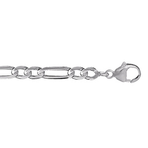 Chaîne en argent rhodié maille Hawaï 1+2 largeur 5mm et longueur 55cm