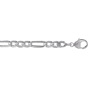 Chaîne en argent rhodié maille Hawaï 1+3 largeur 5mm et longueur 50cm