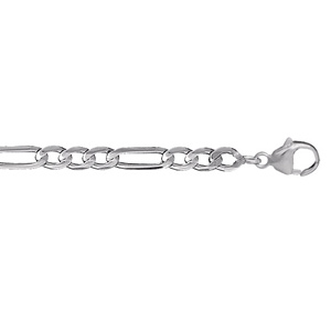 Chaîne en argent rhodié maille Hawaï 1+3 largeur 5mm et longueur 55cm