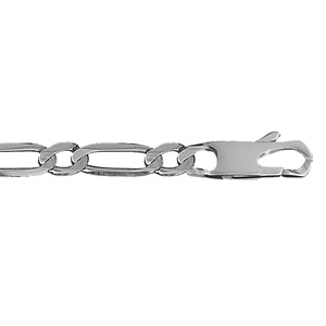 Chaîne en argent rhodié maille Hawaï 1+1 largeur 6mm et longueur 50cm