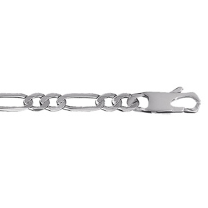 Chaîne en argent rhodié maille Hawaï 1+2 largeur 6mm et longueur 55cm