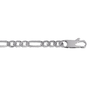 Chaîne en argent rhodié maille Hawaï 1+3 largeur 6mm et longueur 50cm
