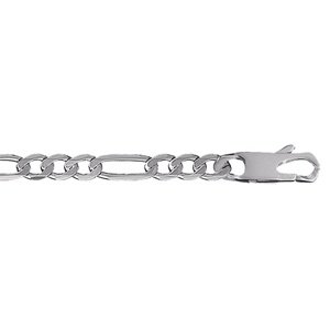 Chaîne en argent rhodié maille Hawaï 1+3 largeur 6mm et longueur 55cm
