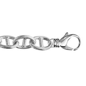 Bracelet en argent rhodié chaîne maille marine massive ovale 20,5cm