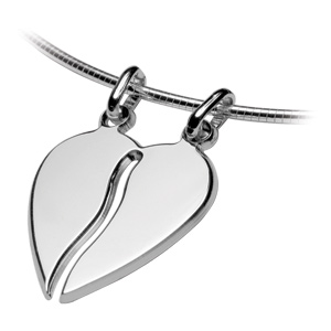 Pendentif en argent rhodi� coeur � partager en zig-zag - Vue 2