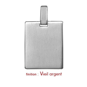 Pendentif en argent plaque G.I. rectangulaire � graver - dimensions 19mm X 25mm - plaque prestige - Vue 2