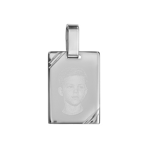 Pendentif en argent plaque G.I. rectangulaire � graver avec striures dans 2 angles - dimensions 15mm X 20mm - plaque prestige - Vue 2