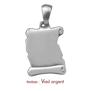 Pendentif en argent parchemin � graver moyen mod�le - plaque prestige - Vue 2