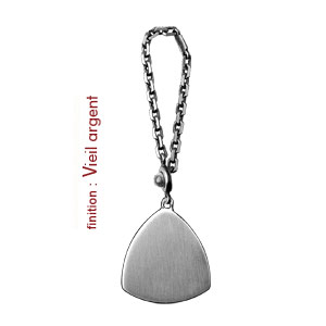 Porte-clef en argent avec plaque triangulaire � graver - Vue 2