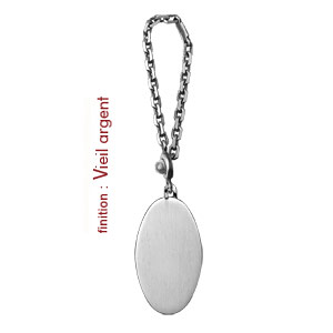 Porte-clef en argent avec plaque ovale � graver - Vue 2
