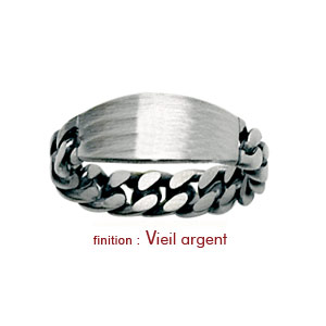 Bague cha�ne en argent avec plaque tonneau � graver - Vue 2