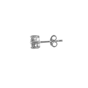 Boucles d\'oreilles tige solitaire en argent orn�es d\'une petite pierre carr�e blanche 5mm. - Vue 2