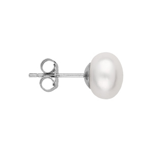 Boucles d\'oreilles en Argent rhodi� perle de culture d\'eau douce 9mm et fermoir poussette - Vue 2