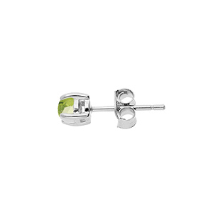 Boucles d\'oreille en argent rhodi avec vritable pierre Peridot 4mm et fermoir poussette - Vue 2