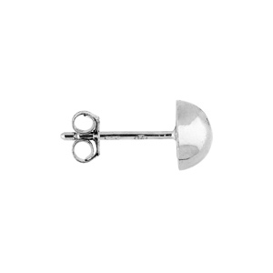 Boucles d\'oreille en argent rhodi� demi boule lisse 7mm et fermoir poussette - Vue 2