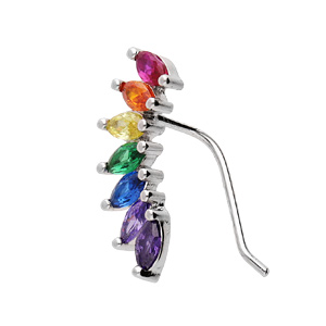 Boucles d\'oreille en argent rhodi� navettes d\'oxydes multicouleur forme d\'ailes et fermoir poussette - Vue 2