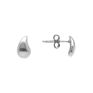 Boucles d\'oreille tige en argent rhodi� de forme goutte - Vue 2