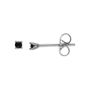 Boucles d\'oreilles solitaire en argent rhodi� oxyde noire de 2 mm serti griffes - Vue 2