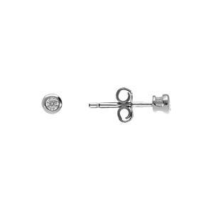 Boucles d\'oreilles solitaire en argent rhodi� oxyde rond blanc de 2mm serti clos - Vue 2