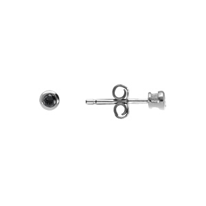 Boucles d\'oreilles solitaire en argent rhodi� oxyde noir de 2mm serti clos - Vue 2