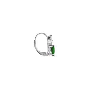 Boucles d\'oreille dormeuse argent rhodi� oxydes blancs et vert - Vue 2
